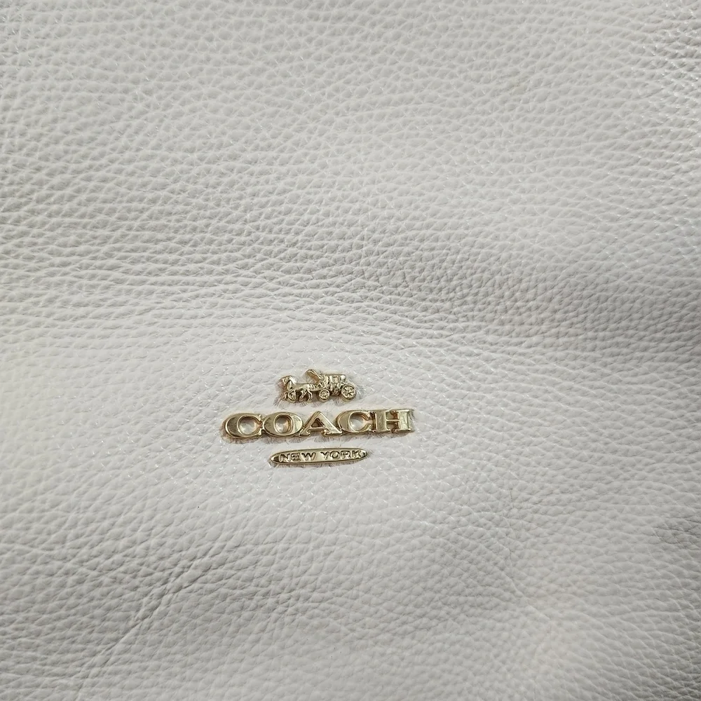Coach Ivory Leather Tote with Gold Accents